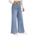 Women's Mid-Rise Casual Jeans Elastic Waist Drawstring Embroidered Bow Stretch Cotton Denim for Spring/Autumn & Summer_ecoleips.com