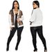 Women's Clothing Retro Lazy Style Leopard Print V Neck Sequined Jacket Female Loose Cardigan Top_ecoleips.com