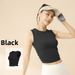 Juyitang Women's Sleeveless Ribbed Ruffled Top Double Sided Slim Fit Yoga Sports Vest New Arrival Summer_ecoleips.com