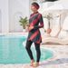 3PCS/set Muslim Burkini Modest Swimwear Gradient Red Black Full Cover Long Sleeve Hijab Swimsuit Islamic Beachwear_ecoleips.com