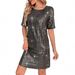 Women's Clothing Spring/Summer New Women's Clothing Fashion Short Sleeved Sequined Elegant Dress/Formal Dress_ecoleips.com
