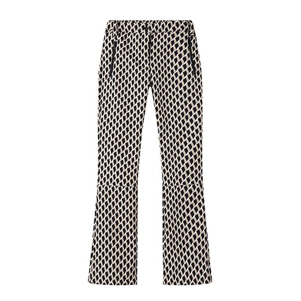 Aria Basics Autumn Winter European American Design High Waist Slimming Casual Versatile Plaid Flared Long Ski Pants For Women_ecoleips.com
