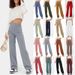 Women's Clothing Fashion Casual Straight High Waist Button Wide Leg Trousers_ecoleips.com