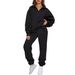 Minimalist Solid Color Hoodie & Jogger Set For Women – Polyester Lounge Wear | Streetwear Essentials | S-XXL |_ecoleips.com