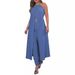 Women's Clothing Spring And Summer Temperament Halterneck Sleeveless Solid Color Backless Loose Top High Waist Pants Suit For Women_ecoleips.com