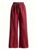 French Style Loose Fitting Trousers for Women Slightly Flared Casual Slimming Leg Lengthening Solid Color Straight Leg Bottoms_ecoleips.com