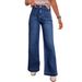 Women's Clothing Spring New Dark Blue High Waist Wide Leg Jeans Women's Fashion Retro Straight Pants_ecoleips.com
