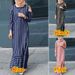 Women's Clothing Middle East Muslim Casual Long Sleeved Striped Lapel Open Tube Female Long Dress_ecoleips.com