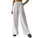 Women's Clothing Elegant Versatile Elastic Casual Solid Color Trousers Wide Leg Pants_ecoleips.com