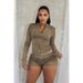 Women's Distressed Denim Two-Piece Set Long Sleeve Zip-Up Top High-Waisted Shorts Stretch Fit Streetwear Vibes S to XXL_ecoleips.com