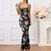 I Am Lin'er Same Style European Size Runs Large Floral Pleated Backless Tie Strap Long Bodycon Mermaid Dress_ecoleips.com
