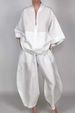 Women's Clothing Autumn_women's Loose Casual Solid Color Pocket Half Zip Top Flower Bud Pants Suit_ecoleips.com