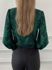 K Classic Leopard Print V-neck Lantern Sleeve Long Sleeved Shirt_ecoleips.com