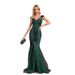 Green Sequined Mermaid Evening Dress Long Slim Fit For Bridesmaids Banquets New Style_ecoleips.com