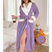 Aria Basics Cross-Border Coral Fleece Large Lapel Pajamas For Women, Autumn Winter New European And American Style, High-End_ecoleips.com