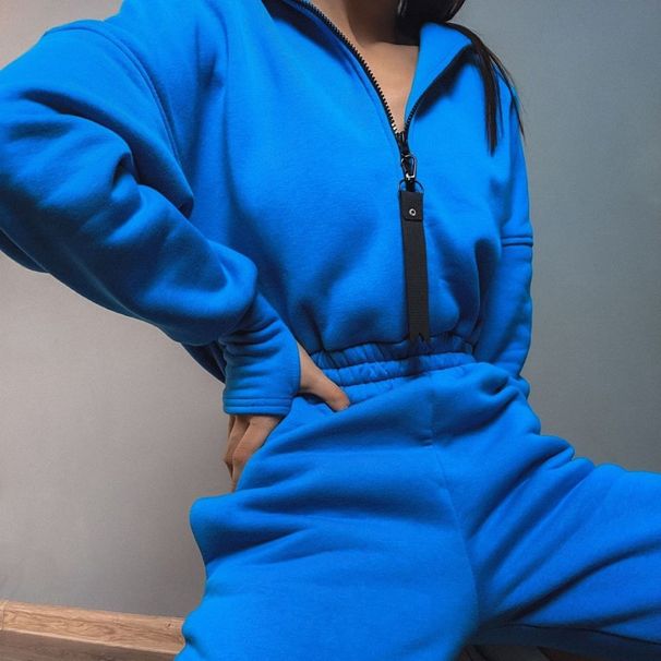 Trendy Zip-Up Jumpsuit For Women – Hooded Sporty Romper With Long Pants (S/M/L/XL)_ecoleips.com
