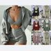 Women's Clothing Hooded Cardigan Sweatshirt Triangle Cup Bra High Waist Shorts Casual Three Piece Suit For Women_ecoleips.com
