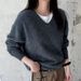 girl 251029-175 Floral Yarn! Versatile Lazy V-Neck Loose Pullover Sweater_ecoleips.com