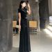 2025 Summer New Elegant Versatile Short Round Neck T-Shirt Top High Waist Slimming Ruched Skirt Set For Women_ecoleips.com