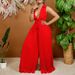 C8533 European And American Women's 2023 Summer New Fashion V-neck Long Sleeve Turn-down Collar Loose Pleated Wide-leg_ecoleips.com