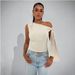 2025 Summer New Fashion Street Style Slim Fit Ribbon Knot Asymmetrical Neck Solid Color Sleeveless Top_ecoleips.com