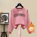 Women's Autumn/Winter Thick Sweatshirt Crew Neck Fleece Lined Loose Fit American Retro High End Feel Petite Top 2023 New Style_ecoleips.com