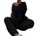 Women's Casual Knit Cardigan & Pants Set - Soft Long Sleeve Sweater Outfit For Fall & Spring (Black, Russet, Gray, Apricot) S/M/L/XL_ecoleips.com