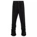 Pleated Elastic Black High-Waisted Jeans For Women, Spring New American High Street Style, Flared Washed Long Pants_ecoleips.com