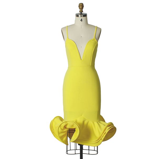 Women's Clothing Fashion Sexy Deep V Neck Party Evening Dress Suspender Tight Dress Fishtail Skirt_ecoleips.com