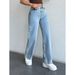 Women's American Straight Leg Jeans - Oversized High Waist Wide Leg Trousers For Summer_ecoleips.com