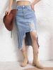 K Women's Half Skirt Denim Stretch Casual Distressed Simple Retro_ecoleips.com