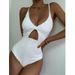 New One-piece Swimsuit Women's Solid Color Hollow European And American With Chest Pad Sexy Tight Backless Swimsuit_ecoleips.com