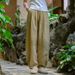 Johnature Women Vintage Solid Color Long Pants Linen Elastic Wasit 2025 Spring New Trouser Pockets Loose Women Straight Pants_ecoleips.com
