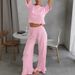 Summe New Knitted Heat Pint Shot Sleeve Long Pants Pajama Set Euopean And Ameican Comfotable Women's_ecoleips.com
