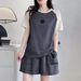Women's Summer Casual 2-Piece Set - Cotton Short Sleeve Top & Contrast Color Shorts (Loose Fit, Large Size, Sporty Style)_ecoleips.com