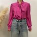 New Style Long Sleeved Satin Solid Color Women's Blouse With Tie Elegant Commuter Top_ecoleips.com