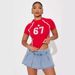 European American Style Women's round Neck Print Crop Top Short Sleeve Slim Fit Sexy Summer T-Shirt_ecoleips.com