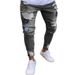 New European And American Men's Hip-hop Slim-fit Ripped Skinny WISH Badge Plus-size Jeans New Women's Style_ecoleips.com