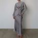 European American Cross-Border Independent Station Hot Style Elegant Satin Suit Women Long Sleeve Lace-Up Top And Skirt_ecoleips.com