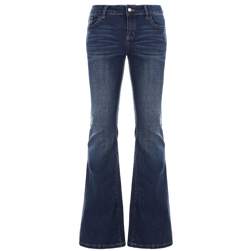 American Retro Vintage Hot Girl Bell-Bottom Versatile Stretch Low-Waist Slim-Fit Slimming Jeans Long Pants For_ecoleips.com