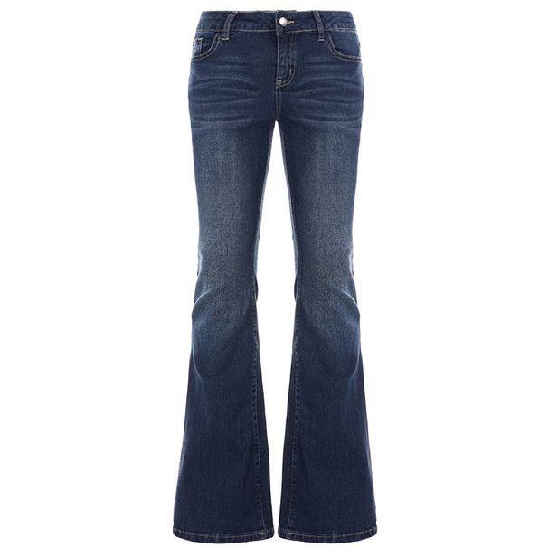American Retro Vintage Hot Girl Bell-Bottom Versatile Stretch Low-Waist Slim-Fit Slimming Jeans Long Pants For_ecoleips.com