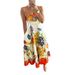 Women's Clothing Personalized Linen Positioning Flower Suspender Large Swing Dress_ecoleips.com