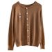 Women's Bear Embroidered Knit Sweater – Cozy Long Sleeve Cardigan, Loose Fit College Style (White/Camel/Grey/Navy/Black/Pink/Apricot)_ecoleips.com