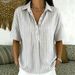 Women's Striped Lapel Button Short Sleeved Shirt Casual Fashion Summer Top American Style_ecoleips.com