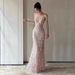 Heavy Duty Evening Gown Slimming Banquet Dress For Women High-End Pink Mermaid Style Birthday Emcee Toast Dress_ecoleips.com