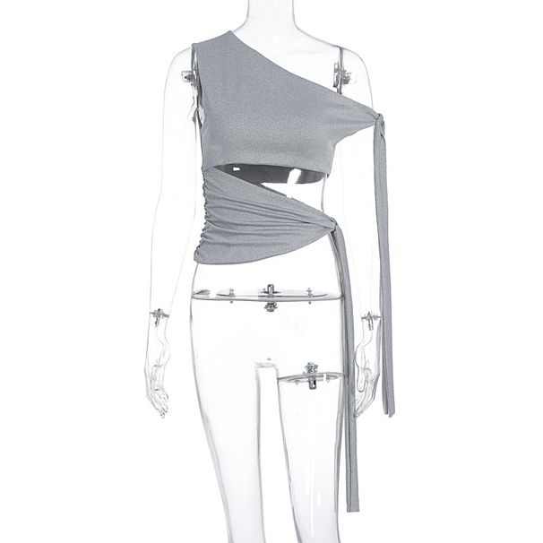 Summer New Women's Bow Tie Strap Off-Shoulder Top European And American Style Hot Girl Slim Short Sleeve Clothing for Sexy Ladies_ecoleips.com