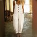 Retro Women's Distressed Loose Fitting Casual Denim Jumpsuit Adjustable Buckle Waist_ecoleips.com