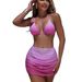 Women's Ombre Bikini Set 3-Piece – Sexy Gradient Swimwear With Sheer Cover-Up For Beach & Pool_ecoleips.com