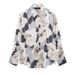 Women's Clothing Spring New Suit Long Sleeve Satin Texture Printed Shirt Skirt Design Niche Slim Suit_ecoleips.com