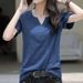 New Loose Large Size Women's V-Neck T-Shirt Top Short Sleeve T-Shirt Women's Blended Cotton_ecoleips.com